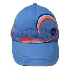 Roxy Snapback Trucker Hat Blue One Size Adjustable Mesh Back Outdoor Printed